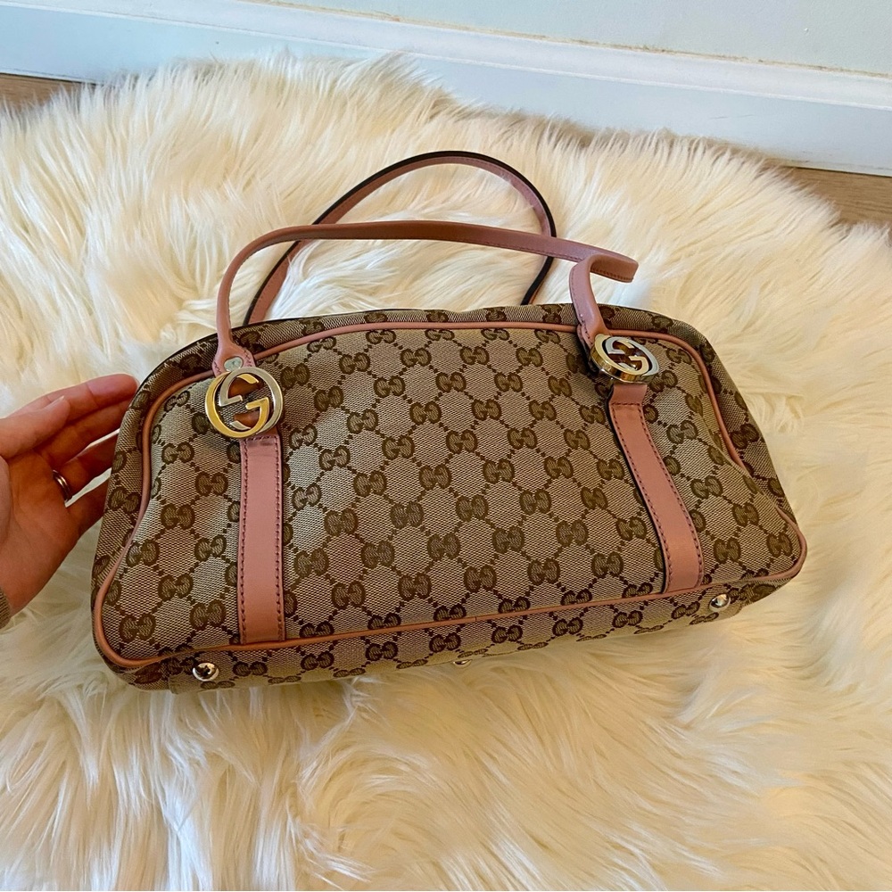 Gucci Brown GG Canvas Twins Shoulder Bag Beige/Pink - Picture 7 of 14